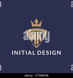 MK logo with shield and crown, monogram initial logo style vector file Stock Vector
