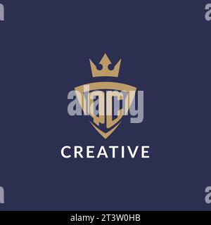 QC logo with shield and crown, monogram initial logo style vector file Stock Vector