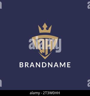 QH logo with shield and crown, monogram initial logo style vector file Stock Vector
