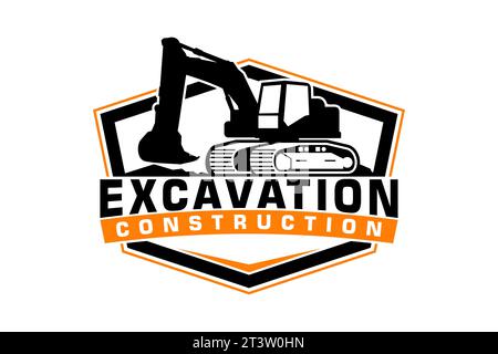 Excavator logo template vector. Heavy equipment logo vector for construction company Stock Vector