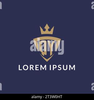 QY logo with shield and crown, monogram initial logo style vector file Stock Vector