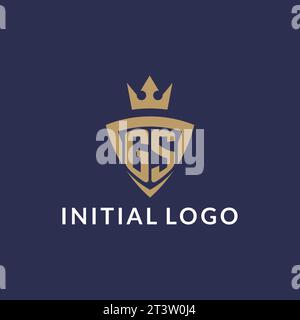 GS logo with shield and crown, monogram initial logo style vector file Stock Vector