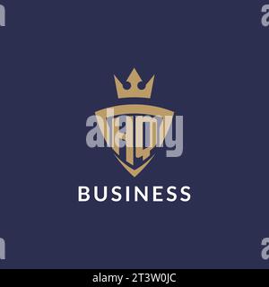 HQ logo with shield and crown, monogram initial logo style vector file Stock Vector