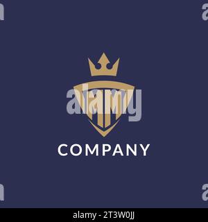MM logo with shield and crown, monogram initial logo style vector file Stock Vector