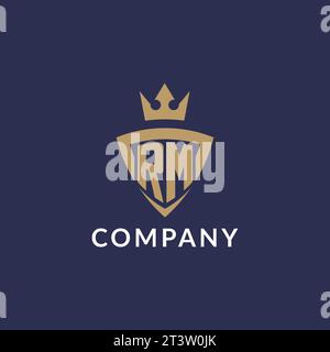 RM logo with shield and crown, monogram initial logo style vector file Stock Vector