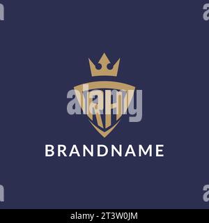 RH logo with shield and crown, monogram initial logo style vector file Stock Vector