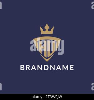 HU logo with shield and crown, monogram initial logo style vector file Stock Vector