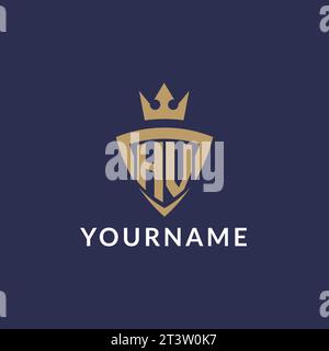 HV logo with shield and crown, monogram initial logo style vector file Stock Vector