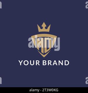 MO logo with shield and crown, monogram initial logo style vector file Stock Vector