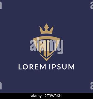 ML logo with shield and crown, monogram initial logo style vector file Stock Vector