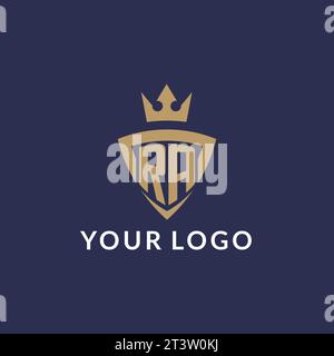 RA logo with shield and crown, monogram initial logo style vector file Stock Vector