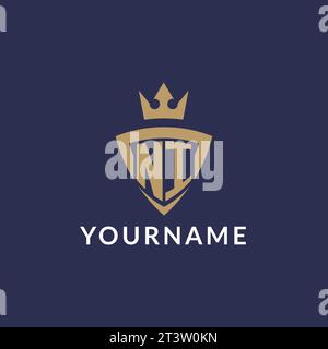 NI logo with shield and crown, monogram initial logo style vector file Stock Vector