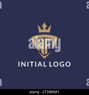 NF logo with shield and crown, monogram initial logo style vector file Stock Vector