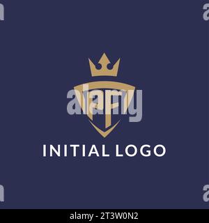 PF logo with shield and crown, monogram initial logo style vector file Stock Vector