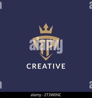 TP logo with shield and crown, monogram initial logo style vector file Stock Vector
