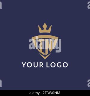 IN logo with shield and crown, monogram initial logo style vector file Stock Vector