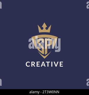 SP logo with shield and crown, monogram initial logo style vector file Stock Vector
