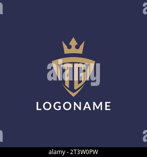 TG logo with shield and crown, monogram initial logo style vector file Stock Vector
