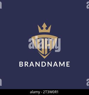 UH logo with shield and crown, monogram initial logo style vector file Stock Vector