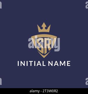 SR logo with shield and crown, monogram initial logo style vector file Stock Vector