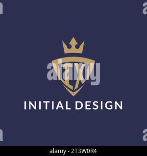 IX logo with shield and crown, monogram initial logo style vector file Stock Vector