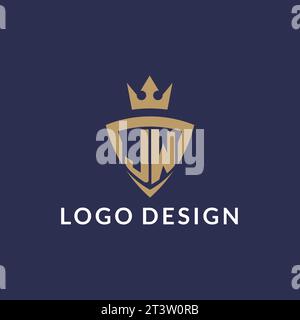 JW logo with shield and crown, monogram initial logo style vector file Stock Vector