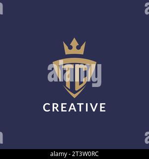 TC logo with shield and crown, monogram initial logo style vector file Stock Vector