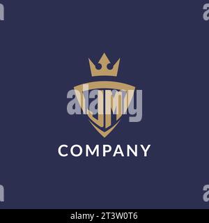 JM logo with shield and crown, monogram initial logo style vector file Stock Vector
