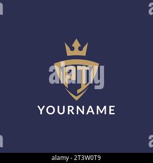 PI logo with shield and crown, monogram initial logo style vector file Stock Vector