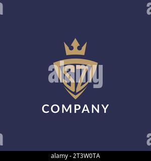SZ logo with shield and crown, monogram initial logo style vector file Stock Vector
