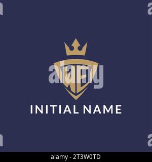 WE logo with shield and crown, monogram initial logo style vector file Stock Vector