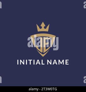 JE logo with shield and crown, monogram initial logo style vector file Stock Vector