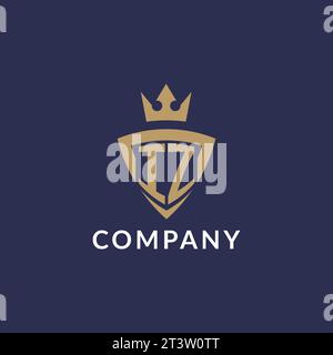 IZ logo with shield and crown, monogram initial logo style vector file Stock Vector