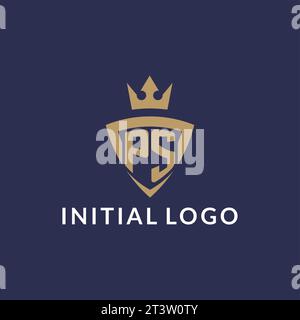 PS logo with shield and crown, monogram initial logo style vector file Stock Vector