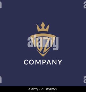 VZ logo with shield and crown, monogram initial logo style vector file Stock Vector