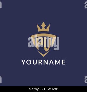 PV logo with shield and crown, monogram initial logo style vector file Stock Vector
