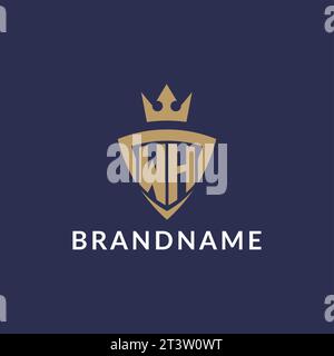 WH logo with shield and crown, monogram initial logo style vector file Stock Vector