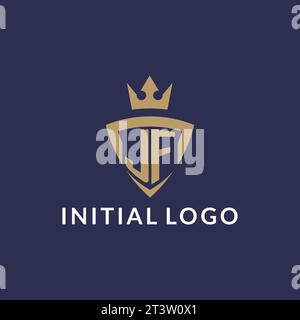 JF logo with shield and crown, monogram initial logo style vector file Stock Vector