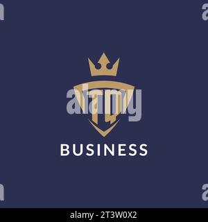 TQ logo with shield and crown, monogram initial logo style vector file Stock Vector