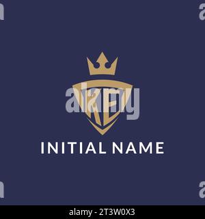 KE logo with shield and crown, monogram initial logo style vector file Stock Vector