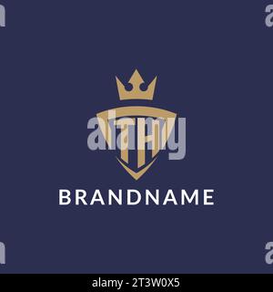TH logo with shield and crown, monogram initial logo style vector file Stock Vector