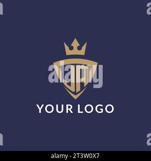 JA logo with shield and crown, monogram initial logo style vector file Stock Vector