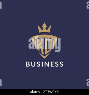 KD logo with shield and crown, monogram initial logo style vector file Stock Vector