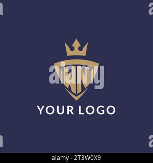 WN logo with shield and crown, monogram initial logo style vector file Stock Vector