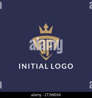 QF logo with shield and crown, monogram initial logo style vector file Stock Vector