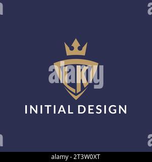 LK logo with shield and crown, monogram initial logo style vector file Stock Vector