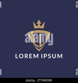 LL logo with shield and crown, monogram initial logo style vector file Stock Vector