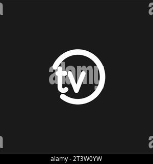 Initials TV logo monogram with simple circles lines vector graphic Stock Vector