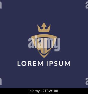 WL logo with shield and crown, monogram initial logo style vector file Stock Vector