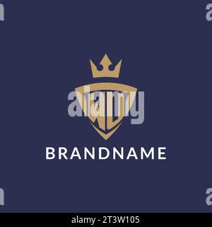 WU logo with shield and crown, monogram initial logo style vector file Stock Vector